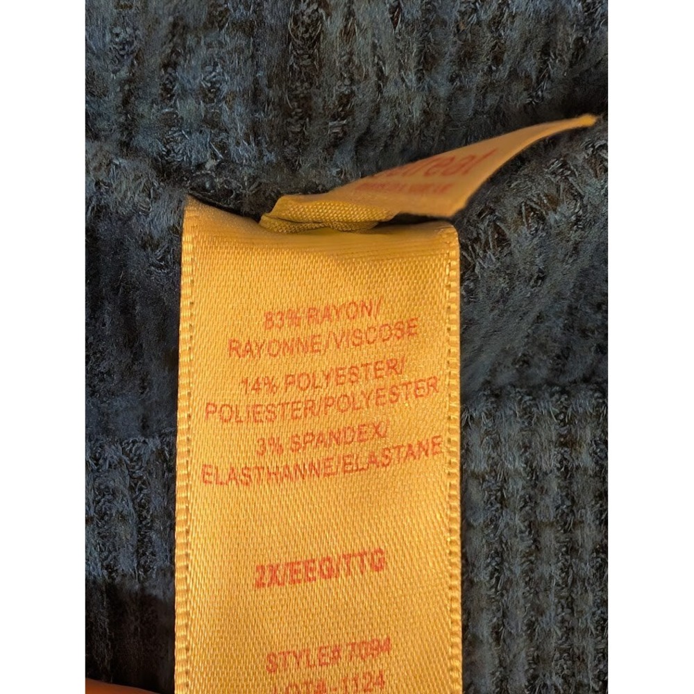 Retreat by Rhonda Shear Lounge Pants XXL Blue Ribbed Wide Leg Comfy New - Picture 2 of 4